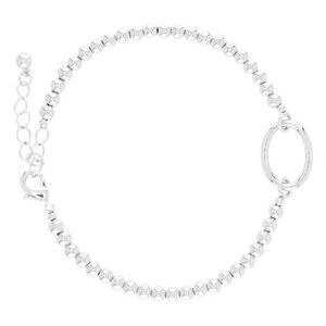 New Amanda Blu Silver Beaded Bracelet with Oval Accent
